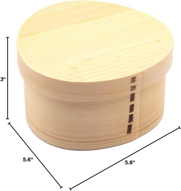 Bentowappa A-11-273080 Wooden Lunch Box, Approx. 5.5 inches (14 cm), Single Tier, Ousubi Shape, Natural - Image 6
