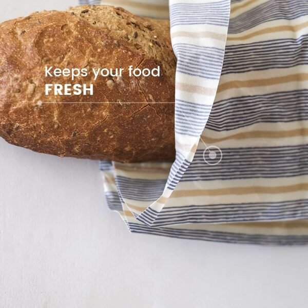 Less. Reusable Beeswax Lunch Bags, Size L (bread and produce) Zero Waste Cotton Lunch Wrap, Plastic Free Alternative Storage Bag - Image 4