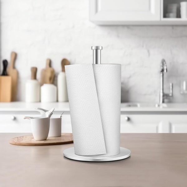 Stainless Steel Paper Towel Holder, Kitchen Towel Holder, Paper Towel Holder Brushed Nickel, Steady Paper Towel Holder Countertop with Solid Weighted Stainless Steel Base, Paper Towel Roll Holder - Image 7