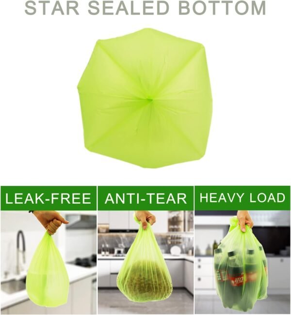 8 Gallon Trash Bags, Inwaysin Garbage Bags Compatible with Simple Human H Trash Can, Compostable 6-9 Gal 30L ( Clear Green, 100 Count (Pack of 1)) - Image 4