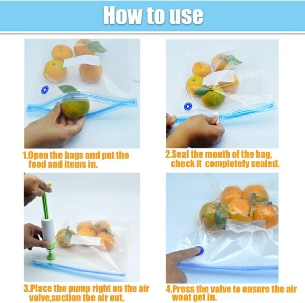 3 Size 40pcs Sous Vide Bags BPA Free Reusable Vacuum Sealer Bags Kit Keep Food Flesh with 1 Vacuum Hand Pump and 2 Sealing Clips - Image 9