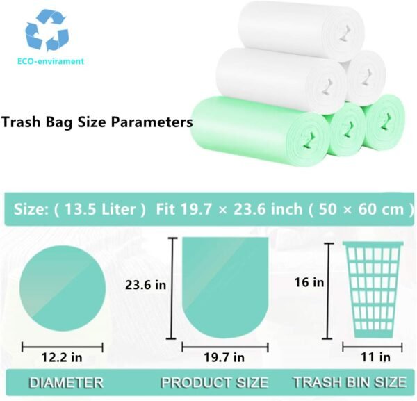 Biodegradable Garbage Bag, 4-6 Gallon Compostable Trash Bags 120 Counts Strong Rubbish Can Liners Unscented Recycled Wastebasket Bags for Kitchen Bathroom Home Office - Image 7