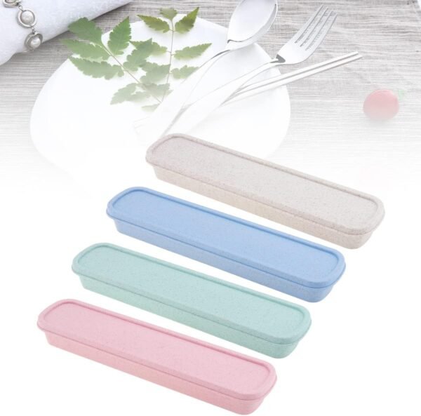 OriGlam 1pcs Portable Flatware Box Travel Tableware Storage Case Box, Utensil Case Flatware Storage Box for Cutlery Kit (Beige) - Image 7