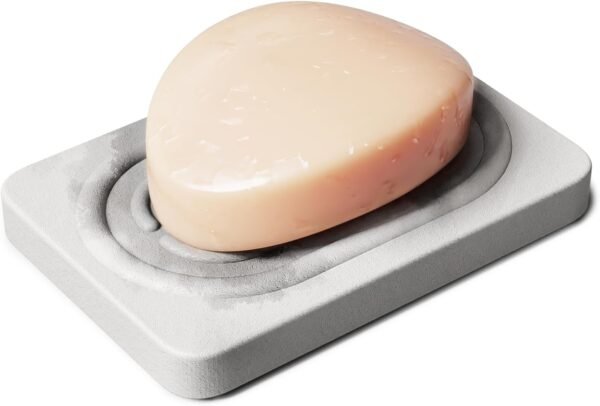 Diatomite Soap Dish Holder, Stone Soap Dish, Quick Dry Stone Soap Holder, Fast Drying Stone Soap Tray, Diatomaceous Earth Soap Dish for Hand Soap, Sponge Holder