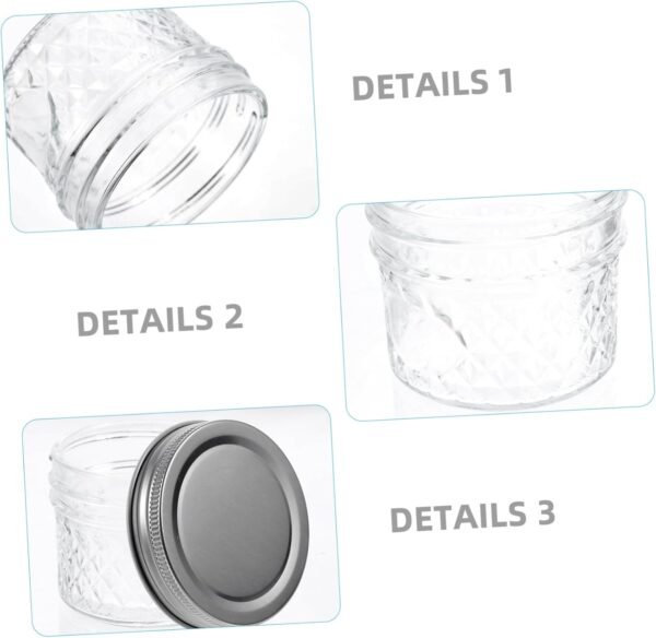 6 Pcs Diamond Mason Jar Empty Bottles Pickle Bottle Mason Jars Canning Clear Glass Storage Bottles Transparent Glass Bottles Glass Storage Container 100ml Glass Bottles Glass Jars - Image 9