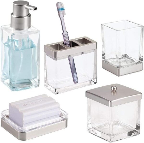 iDesign Casilla Foaming Soap Dispenser for Kitchen, Bathroom, Sink, Vanity, Holds 14 oz, Clear - Image 7