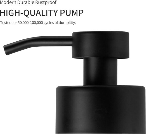 Enra Bathroom Soap Dispenser,12oz Glass Black Soap Dispenser Stainless Steel Liquid Pump,Refillable Hand Lotion Soap Dispenser for Bathroom Kitchen(Black) - Image 2
