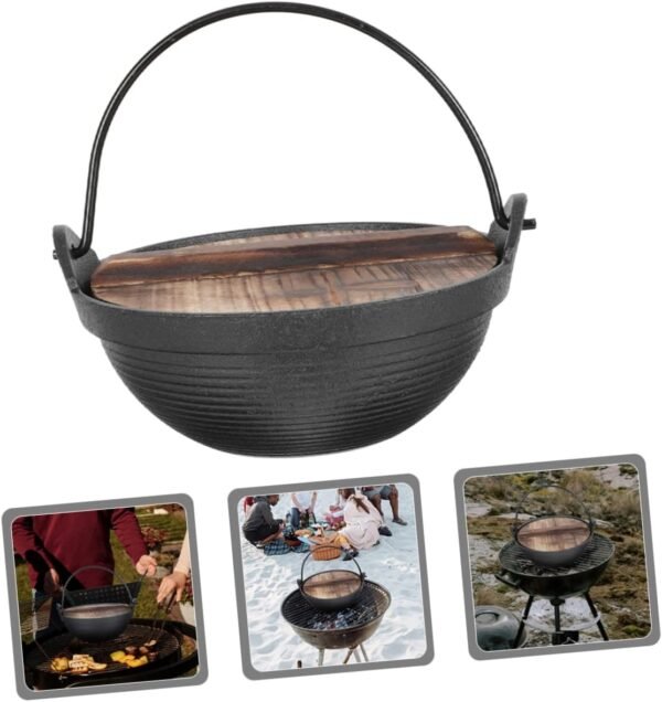 Japanese Sukiyaki Induction Cooker Clad Tea Infuser Shallow Casserole Dish with Lid Stockpot with Lid Electric Strainer Non Food Stock Pot Pans Hot Pot Iron Sukiyaki Pots Wooden - Image 8