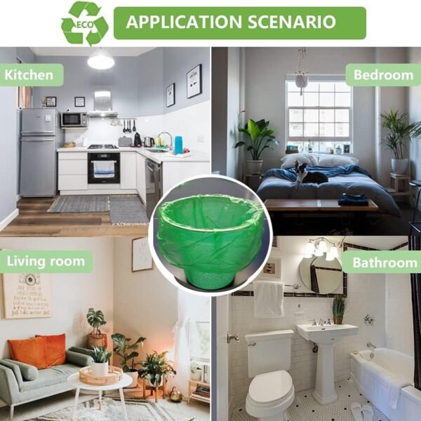 Small Trash Bags 4 Gallon Biodegradable, Compostable Bathroom Trash Bags 100 Count Unscented Leak Proof Small Garbage Bags Strong Wastebasket Liners Bags for Home Kitchen Office Yard Car Pet Green - Image 3