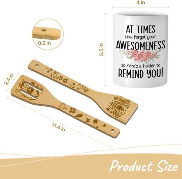 Sometimes You Forget Your Awesome Cooking Utensils Set, Utensil Holder & 6 Wooden Spoons Christmas Cooking Gifts For Mom, Christmas Gifts For Mom, Ceramic Holder, Christian Gifts For Women - Image 2