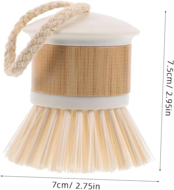 CRAFTHROU Dish Scrubber Cleaning Pan And Vegetable Natural Palm Pot Brush Round Dish Brush Washing Scrubber For Kitchen Sink Cleaning White - Image 2