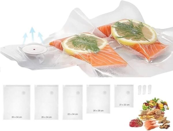 Vacuum Seal Bags for Food, Reusable Freezer Vacuum Storage Bags, Vacuum Food Saver Bags for Vacuum Sealer Hand held | Enhanced Air Valve, Easy Vacuum, Less Waste, Keep Fresh (20pcs pack)