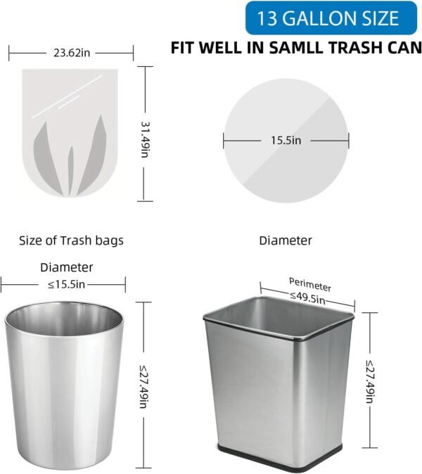 13 Gallon Garbage-Bags Tall Kitchen Compostable-Trash-Bag - White Biodegradable Unscented 60 Count Large Recycling Compactor Big Outdoor Liners Waste Basket Acqkunlo - Image 2