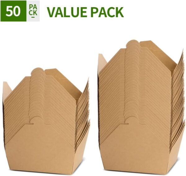 50 Pack 70 oz Large Take Out Food Containers - Heavy Duty Microwavable Kraft Brown Paper To Go Box #3 - Grease Resist Paper Lunch Box Cardboard Take Out Box for Restaurant, Household, Party - Image 4