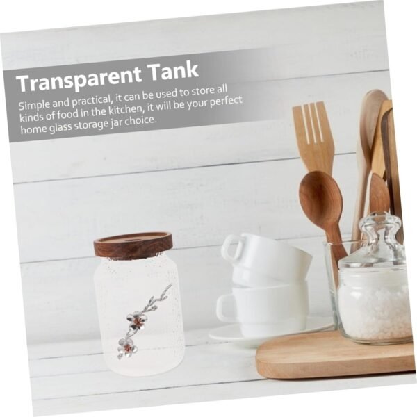 2pcs Glass Jar Containers for Food Wine Bottle with Lid Sugar Jar with Skeleton Decor Sugar Bowl Sugar Canisters Portable Tea Can Food Storage Snack Container Cereal Container Wood - Image 2
