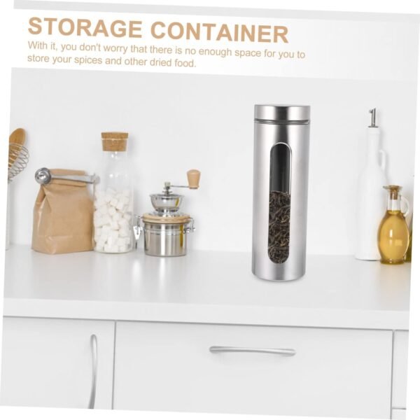 MAGICLULU 1pc Stainless Steel Storage Tank Tea Canister Storage Jars Food Sugar Jar Waste Paper Bin Leakproof Storage Container Tinplate Biscuit Boxes Coffee Jar Spice Bottle Silver Glass - Image 9