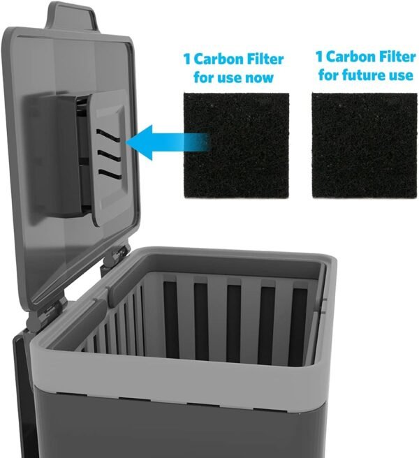 GLAD Compost Bin for Kitchen, 1.5 Gallon | Plastic Container with Removable Inner Basket, Bag Storage Holder, and Carbon Odor Blocking Filters, Gray - Image 2