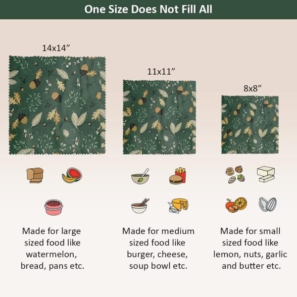 Reusable Beeswax Food Wrap- Silicone Stretch Lids - Reusable Produce Bags, Eco Friendly Food Storage, Dishwasher & Freezer Safe, Reusable Grocery Bag for Storage, 15 Pack (6 Wrap 3 Bags 6 Lids) - Image 4