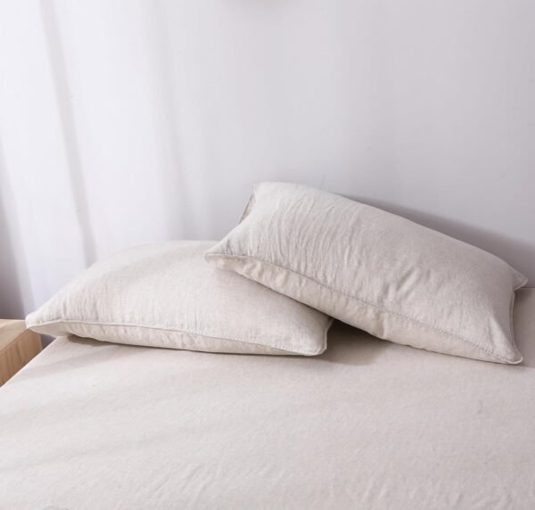 S VICTORY SYMBOL 100% Organic Linen Pillow Cases 20x40inch Set of 2,French Flax Soft Basic StylePillowcase Natural Linen Colour,King Size - Image 2