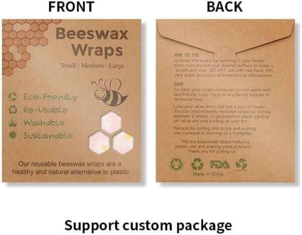 Beeswax Wraps Green Semilattice Wrapping Paper 3 PCS Set for Camping, Outings, Outdoor Adventures - Image 3