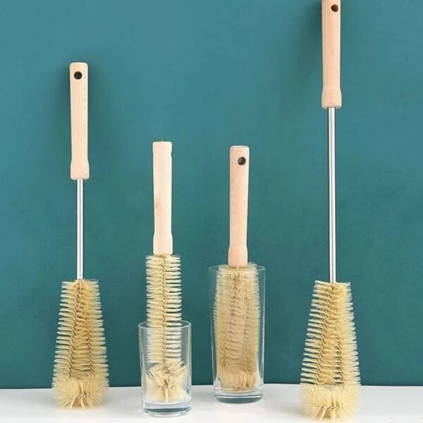 Bottle Brush Cleaner Long Wooden Handle Water Bottle Cleaning Brush Natural Bristle Kitchen Scrub Bottle Brush for Narrow Neck Beer Bottle, Baby Bottle, Sports Bottle(11.8inch) - Image 6