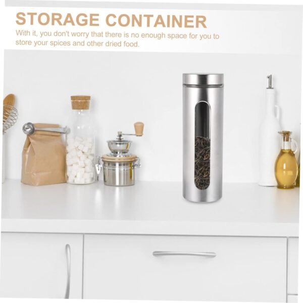 MAGICLULU 1pc Stainless Steel Storage Tank Jars with Lid Canister with Window Kitchen Storage Canisters To Go Food Containers with Lids Coffee Container Storage Container Tins Silver Glass - Image 9