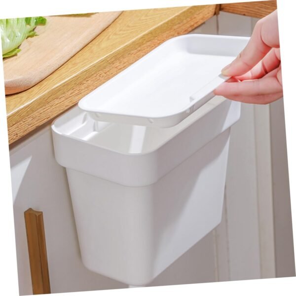 TIDTALEO Kitchen Trash Can Storage Hanging Basket Airtight Countertop Compost Bin Kitchen Simple Kitchen Garbage Bin Kitchen Compost Bin Trash Can for Bathroom Rv Trash Can Pp White - Image 9
