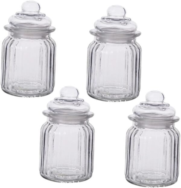 Cabilock 4pcs Glass Bottle with Lid Canister Food Storage Containers with Lids Airtight Clear Bins Storage Organization Tray Cups Pet Labels Honey Container Glass Tea Container Transparent