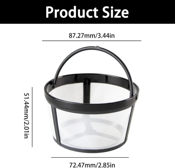 2 Pack Reusable Coffee Filters, 4-8 Cup Coffee Filter Basket, Nylon Mesh Coffee Filter Replacement with Handle Reusable Coffee Filters for Mr. Coffee Makers and Brewers - Image 2