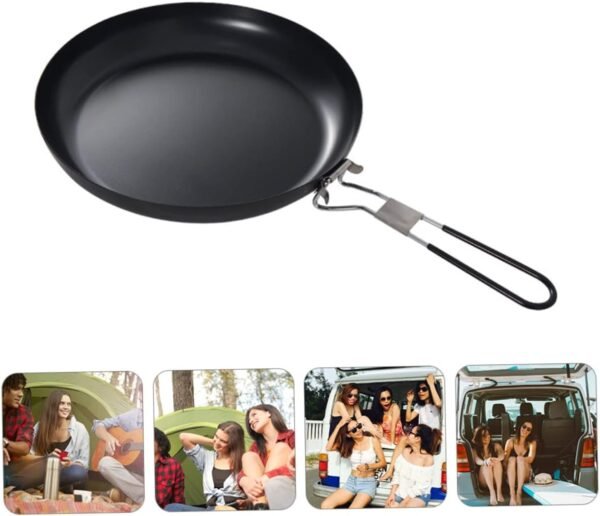 9 Frying Pan Outdoor Cooking Stove Mini Wok Induction Pans Omelette Fry Pan Frypan Egg Cooker Pan Saucepan Broiler Pan for Oven Stove Grill Pan Outdoor Cookware Non Food Black Iron - Image 9