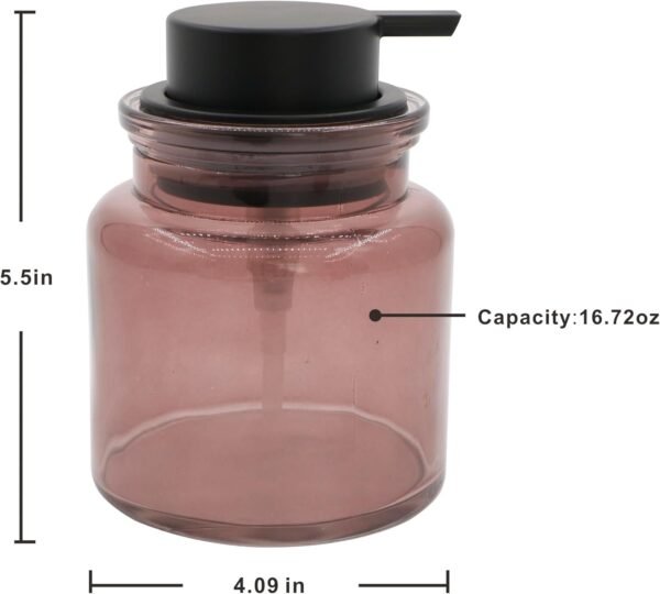Glass Soap Dispenser for Kitchen, Rustproof Pump, Refillable Liquid Dispenser, Elegant Bathroom or Kitchen Countertop Organizer, Amber - Image 3