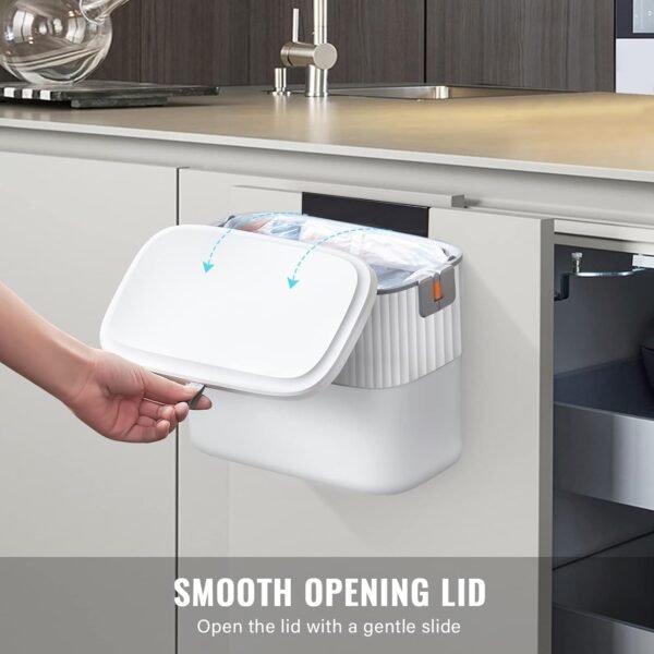 ELPHECO Kitchen Compost Bin with Lid 1.8 Gallon Hanging Trash Can with Lid, 7 Liter Wall-Mounted Garbage Can for Kitchen Cabinet Door, Small Under Sink Trash Can for Cupboard, Bathroom, Office - Image 5