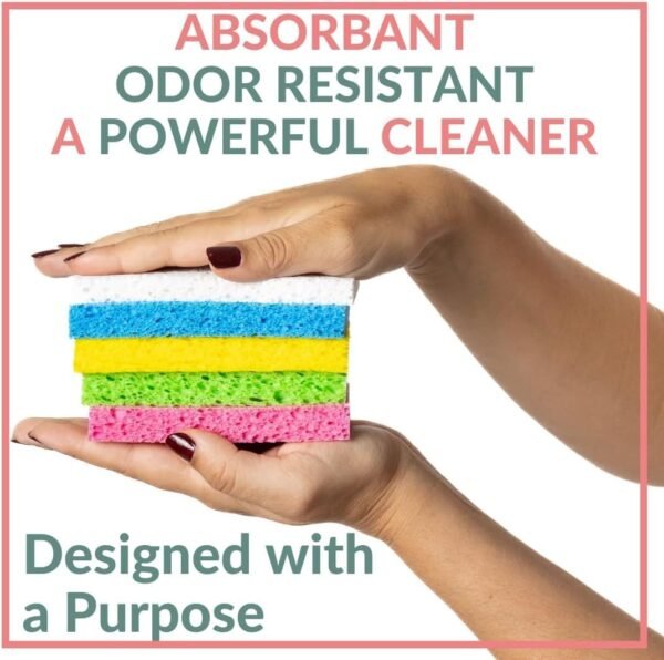 bioGo 30 Pack Compostable Pop-Up Sponges - Expanding, Non-Scratch, Plant-Based Dish Sponges - Bulk Color Sponges - Compostable Pop Up Sponge - Kitchen Pop Up Sponges - Image 5