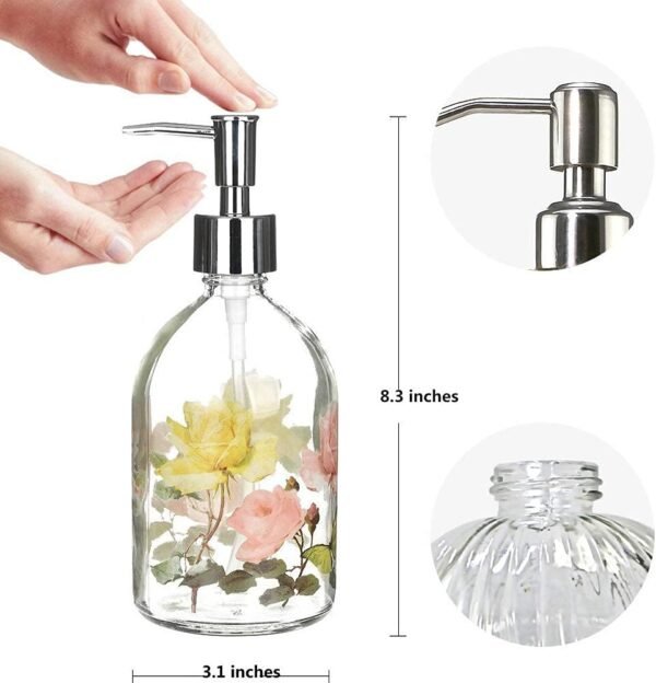 Glass Soap Dispenser Bottle with Pump,Refillable Liquid Hand Soap Dispenser for Bathroom, Kitchen Soap Dispenser 17 oz - Image 6
