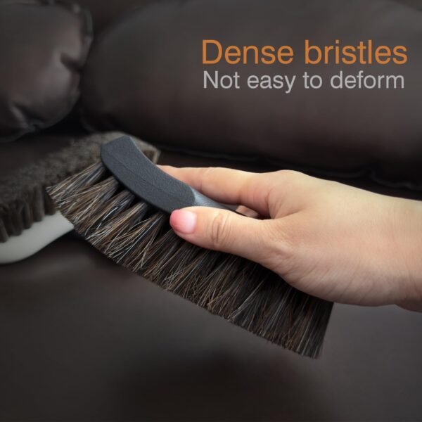 2 pcs Horse Hair Brush for Leather, car wash Brush Furniture, Sneakers, Boots, and More (Works on Natural, Synthetic, Pleather, Faux Leather and More) - Image 4