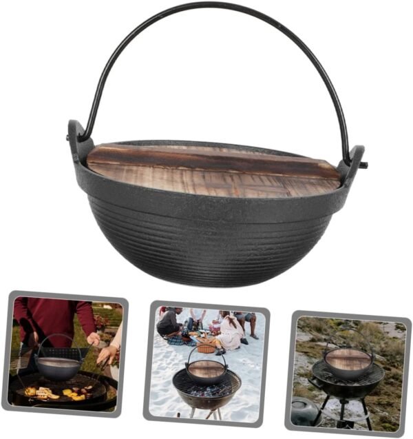 Japanese Sukiyaki Steel Pan Cookware 냄비 Kitchen Fry Japanese Individual Gas Pot Camping Cooking Utensils Induction Wok Potpourri Simmer Pot Japanese Hotpot Kettle Grill Cooker Iron - Image 3