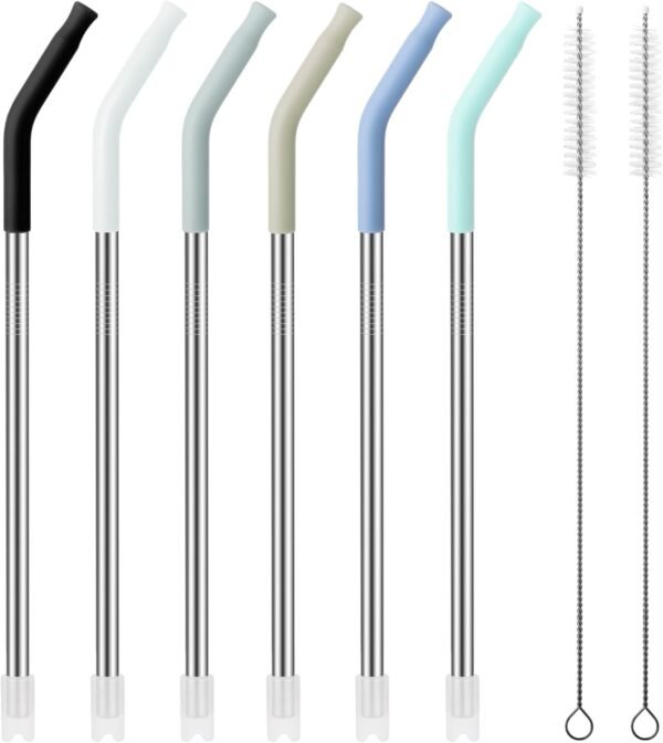 20 oz Straight Metal Straws with Silicone Tip for 20 oz Tumbler, Stainless Steel Reusable Drinking Metal Straw for YETI, STANLEY, US Acrylio, BJPKPK, Simple Modern and so on