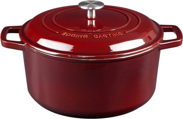Enameled Cast Iron Dutch Oven with Lid, 7.5 Quart, Bread Oven, Enameled Cast Iron Cookware for Soup, Meat, Bread, Baking, Wine Red