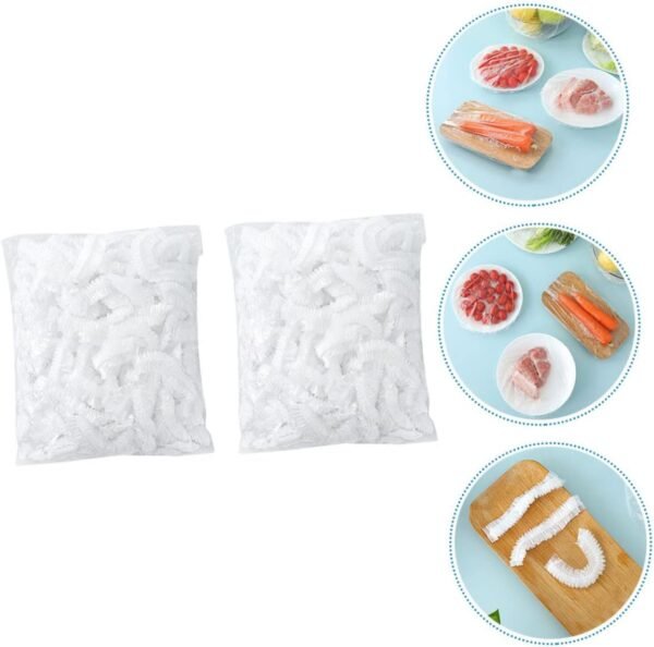 200pcs Disposable Stretchable Food Wraps Reusable Bowl Covers Stretchable Food Covers Kitchen Seal Cap Elastic Bowl Covers Food Net Table Food Cover Plate Cover Plastic - Image 7