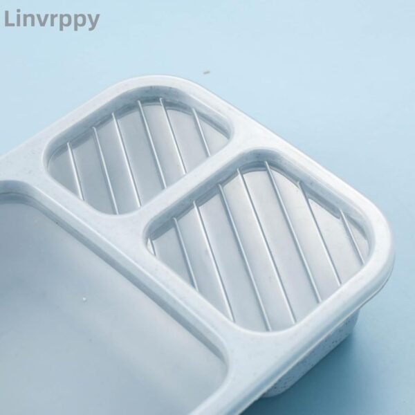 Bento Lunch Box Containers - 3 Compartment Wheat Straw Meal Prep Containers for Adult, BPA Free Plastic Reusable,Microwave & Dishwasher Safe,Portable Toast Bread Sandwich Box - Image 4