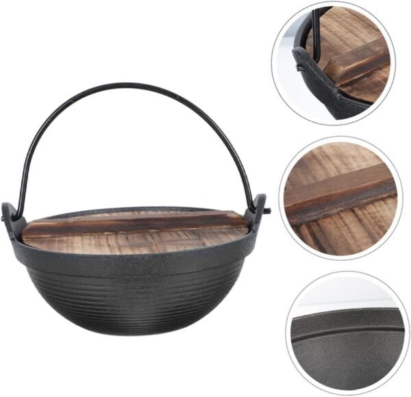 Japanese Sukiyaki Gadget Casserole Dishes Stock Gooseneck Steaming Pot Saucepan with Handle Camping Cookware Clad Strainer Cauldron Wok Food Chafing Dish Iron Sukiyaki Pots Wooden - Image 9