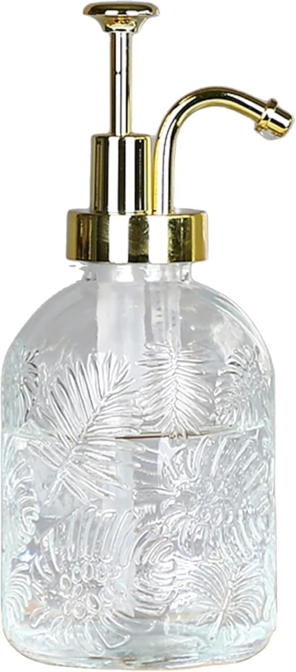 Glass Pump Soap Dispenser Kitchen Hand Soap Dispenser Sour Cream Dispenser Rustproof Stainless Steel Pump Dispenser for Kitchen Bathroom ((Maple Leaf Gold Nozzle)