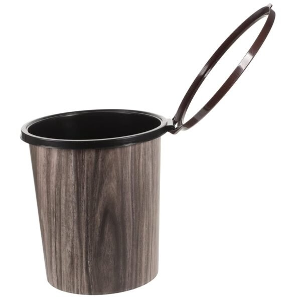 Imitation Wood Grain Trash Can Retro Bin Garbage Can Bedroom Trash Bin Kitchen Garbage Can Wastebasket Top Lid Retro Style Trash Cans Retro Trash Can Compost Bin Sink Mini Plastic