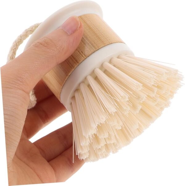 CRAFTHROU Dish Scrubber Cleaning Pan And Vegetable Natural Palm Pot Brush Round Dish Brush Washing Scrubber For Kitchen Sink Cleaning White - Image 3