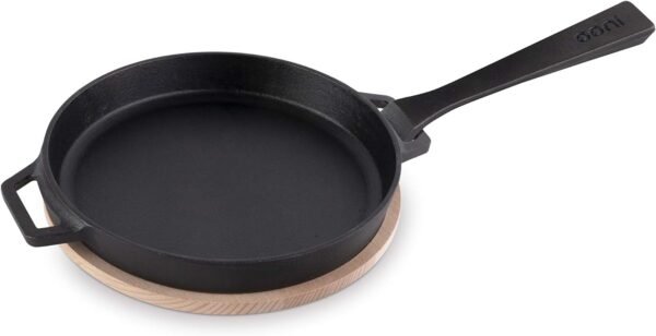 ooni Cast Iron Skillet Pan - 9" Round Cast Iron Skillet with Removable Handle and Bamboo Trivet, Cast Iron Frying Pan, Pre-Seasoned Non-Stick Oven Safe Cookware, Pizza Oven and BBQ Accessories - Image 2