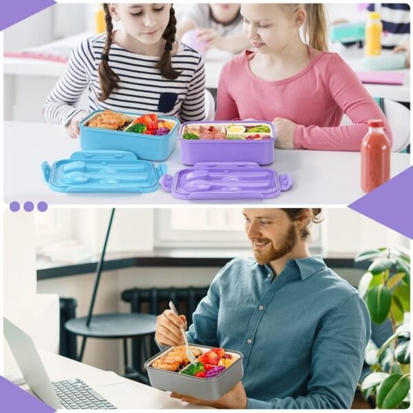 LOVINA Bento Boxes for Adults - 1100 ML Bento Lunch Box Container For Kids With Spoon & Fork - Durable Perfect Size for On-the-Go Meal, BPA-Free and Food-Safe Materials(Blue) - Image 5