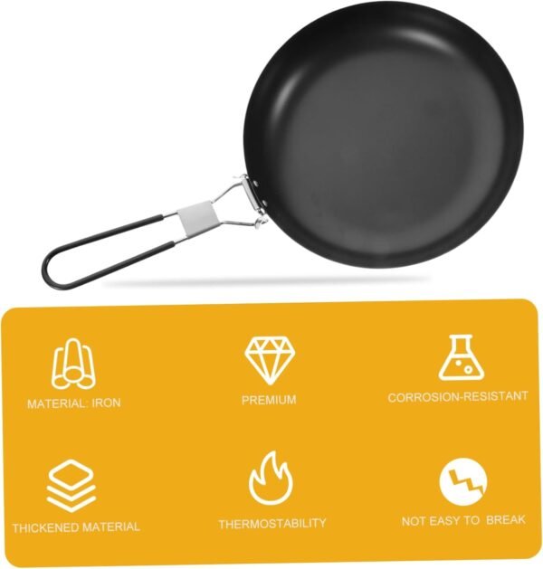 Camping Pan Wok Griddle Plate Camping Frying Pan Nonstick Cooker Grill Pan Frying Pans Curry Pan Titanium Frying Pan Camping Kettle Monkey Cooking Pans Baking Dishes Iron - Image 2