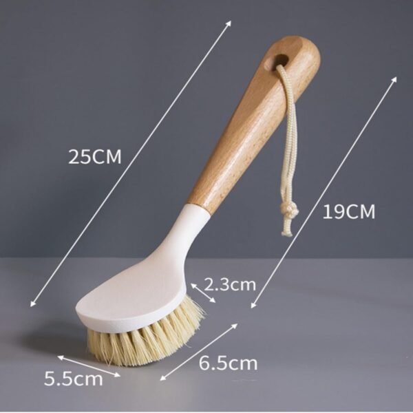 GIGAGO Efficient Kitchen Scrub Brush with Handle - Eco-Friendly Bamboo Dish Brush Set for Cleaning, Say Goodbye to Hassles! (2 Pack,White) - Image 5