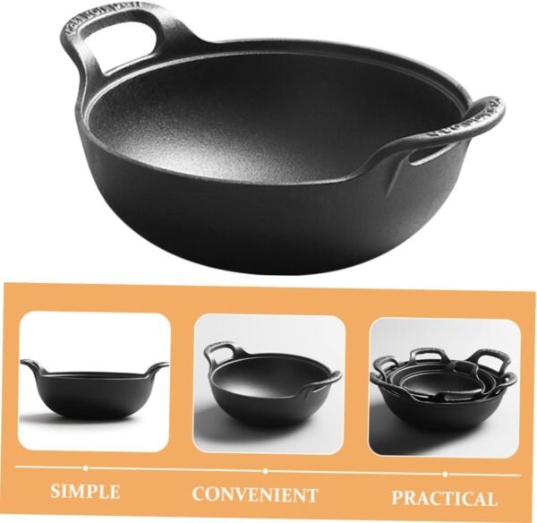 Outdoor Cast Frying Pan Chafing Dish Camping Cookware Griddle Pan Fondue Pot Old Frying Pot Outdoor Saucepan Iron Pots Camping Pot Hanging Pot for Cooking Black - Image 4