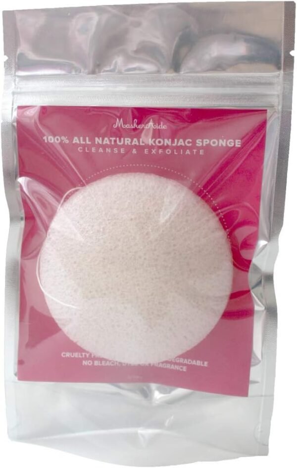 Gentle Exfoliating Facial Sponge, Dye Free, Fragrance Free, for Dry, Normal, Sensitive, Combination, and Oily Skin, Biodegradable All Natural Korean Skincare